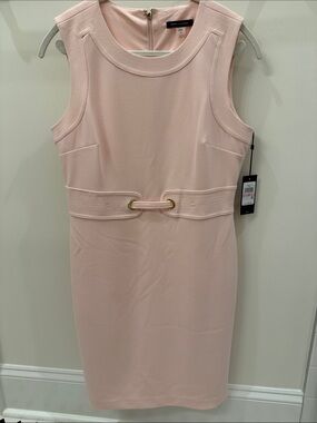 Tommy Hilfiger Blush Pink Sleeveless Sheath Dress with Gold Hardware